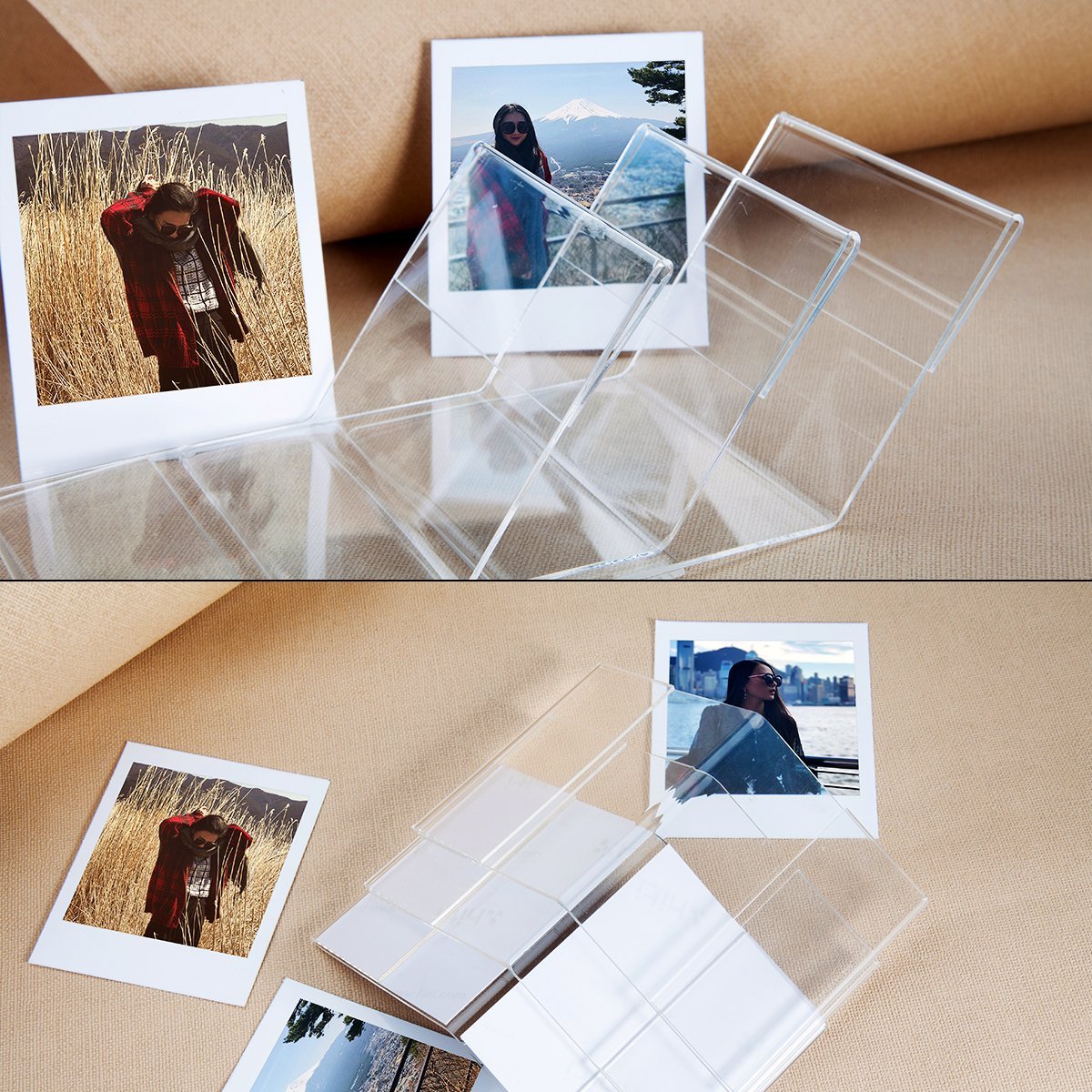 CAIUL V Model Clear Acrylic Photo Frame for Fujifilm Instax Square SQ10 Instant Film, 3pcs
