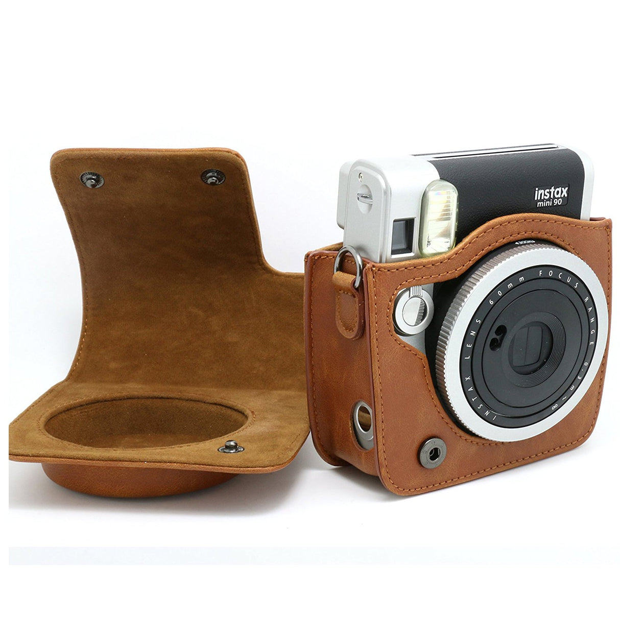 CAIUL Vintage PU Leather fuji mini case for Fujifilm Instax Mini 90 Case bagBrown