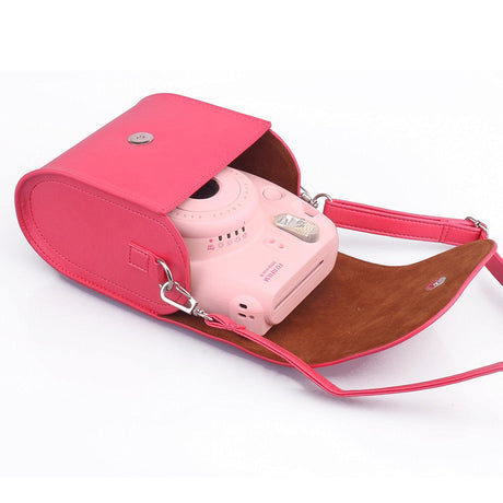 CAIUL PU Leather Protective Camera Case With Shoulder Strap For Fujifilm Instax Mini 7s 8 25 50s 90 Camera, Compact Camera, Smartphone Printer Red