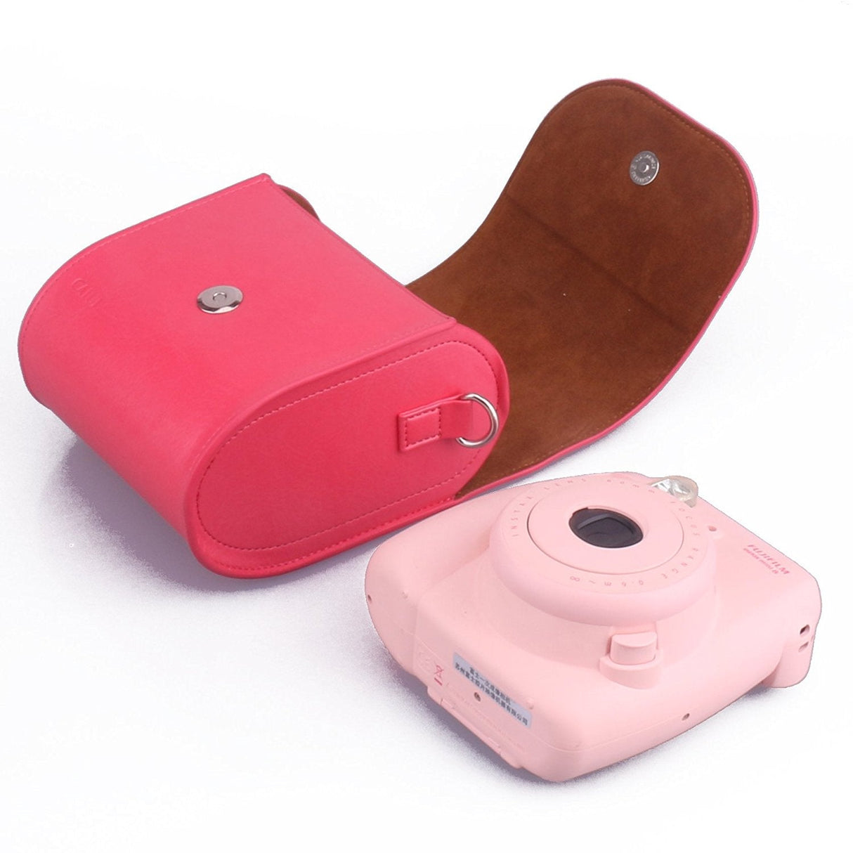 CAIUL PU Leather Protective Camera Case With Shoulder Strap For Fujifilm Instax Mini 7s 8 25 50s 90 Camera, Compact Camera, Smartphone Printer Red