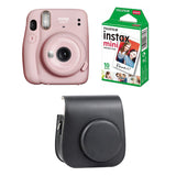 FUJIFILM INSTAX Mini 11 Instant Film Camera with 10X1 Pack of Instant Film With Black Pouch Blush Pink