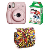 FUJIFILM INSTAX Mini 11 Instant Film Camera with 10X1 Pack of Instant Film With Bohemia Pouch Blush Pink