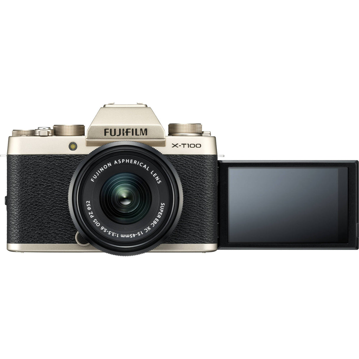 FUJIFILM X-T100 Mirrorless Digital Camera with 15-45mm Lens Champagne Gold