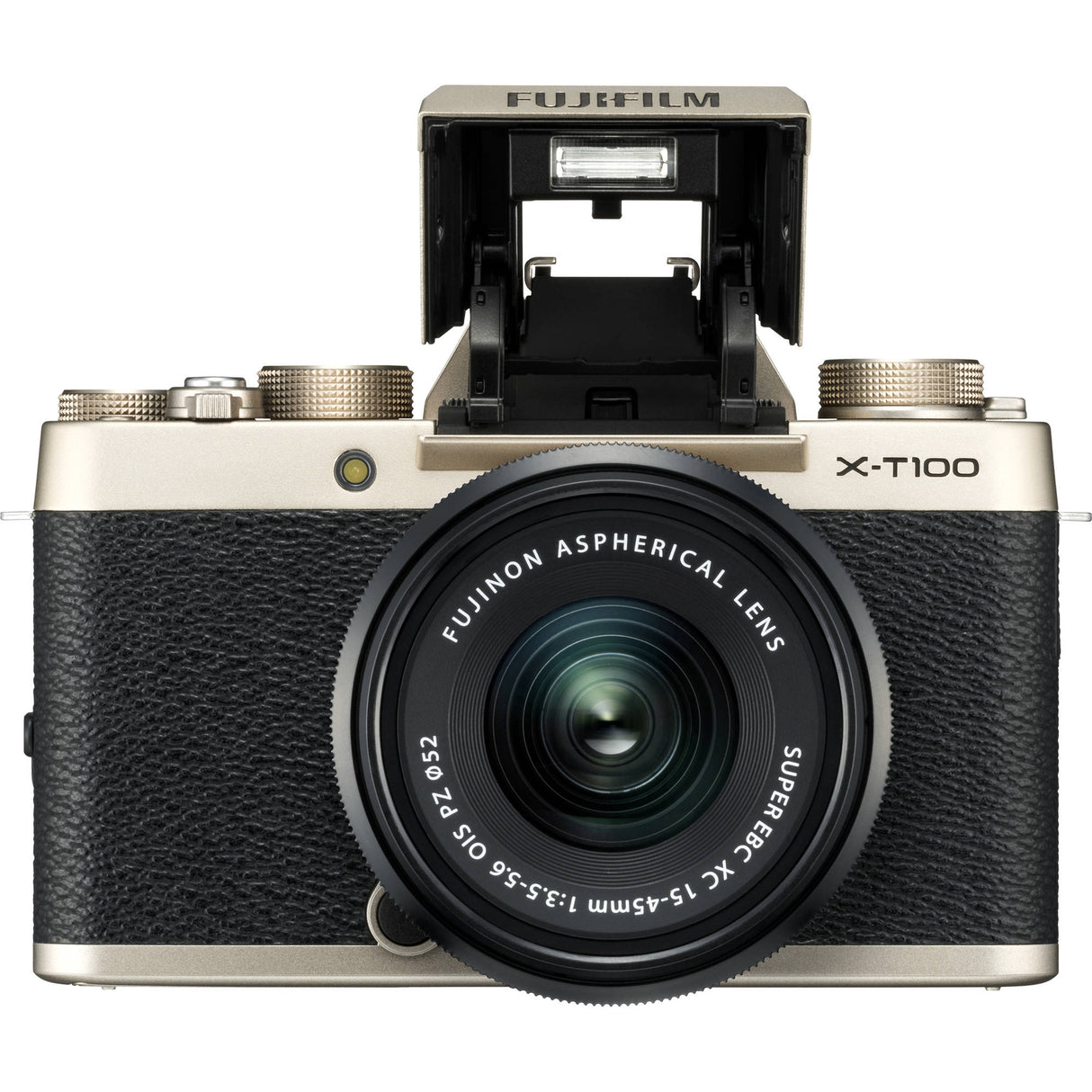 FUJIFILM X-T100 Mirrorless Digital Camera with 15-45mm Lens Champagne Gold