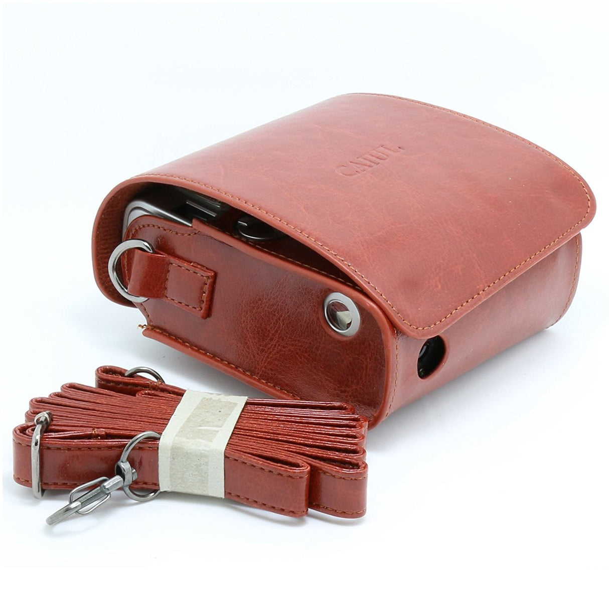 CAIUL PU Leather Instant Camera Case For Fujifilm Instax Mini 90 Neo Classic Instant Camera, Brown