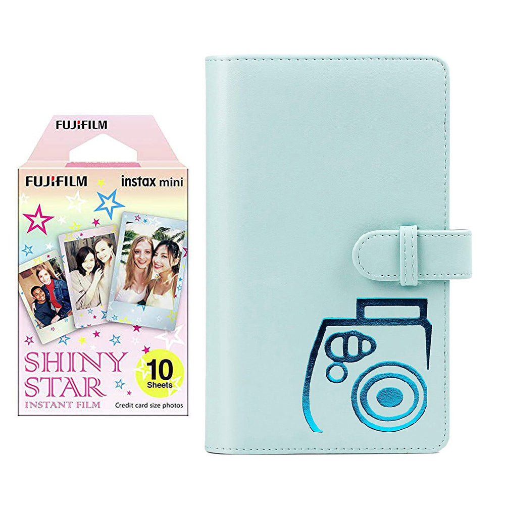 Fujifilm Instax mini 10X1 shiny star Instant Film with 96-sheet Album for mini film (Ice blue)