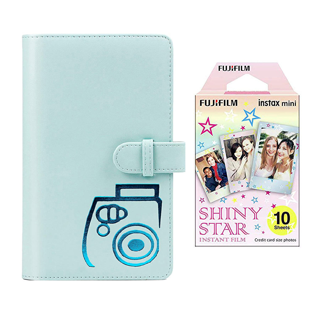 Fujifilm Instax mini 10X1 shiny star Instant Film with 96-sheet Album for mini film (Ice blue)