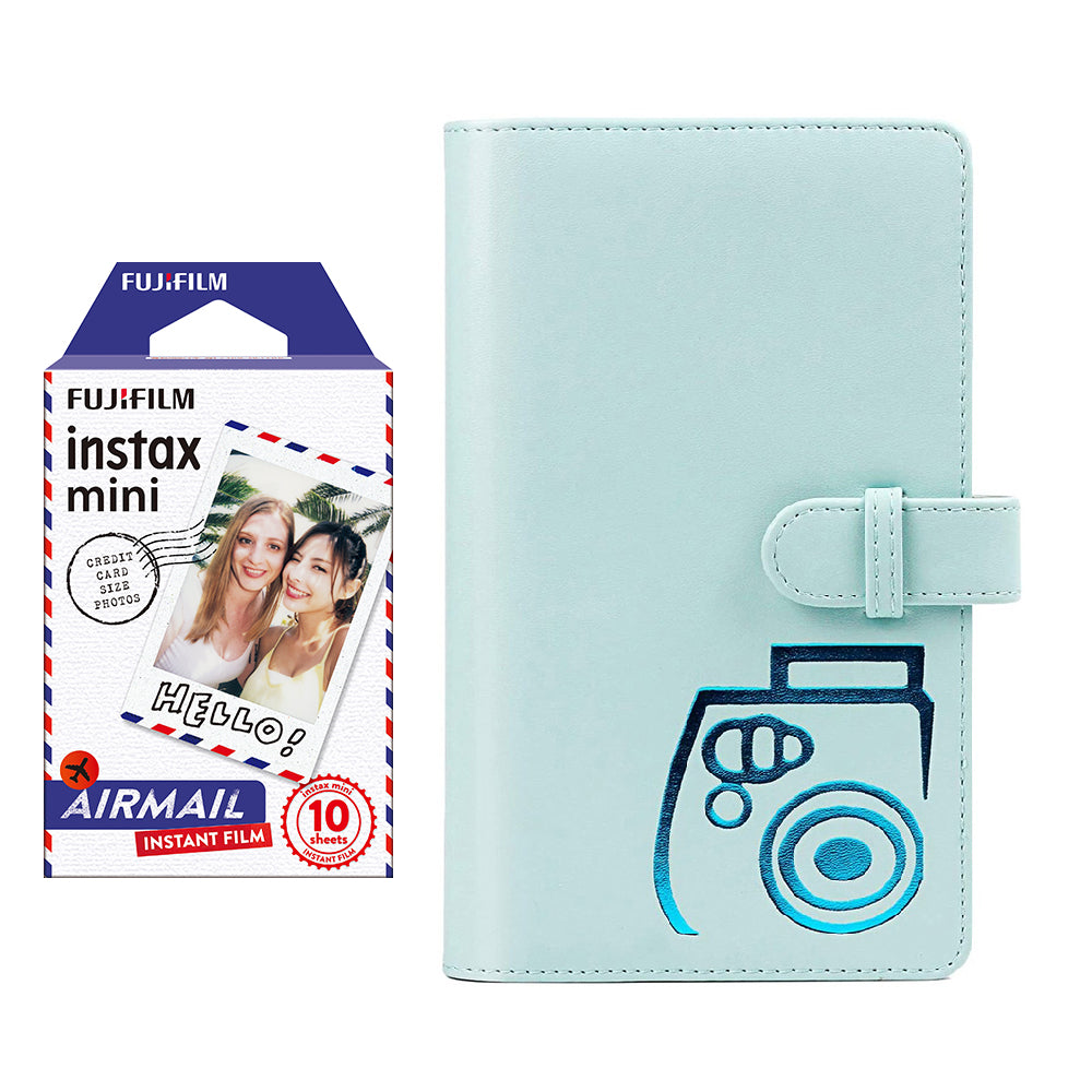 Fujifilm Instax mini 10X1 airmail Instant Film with 96-sheet Album for mini film (Ice blue)