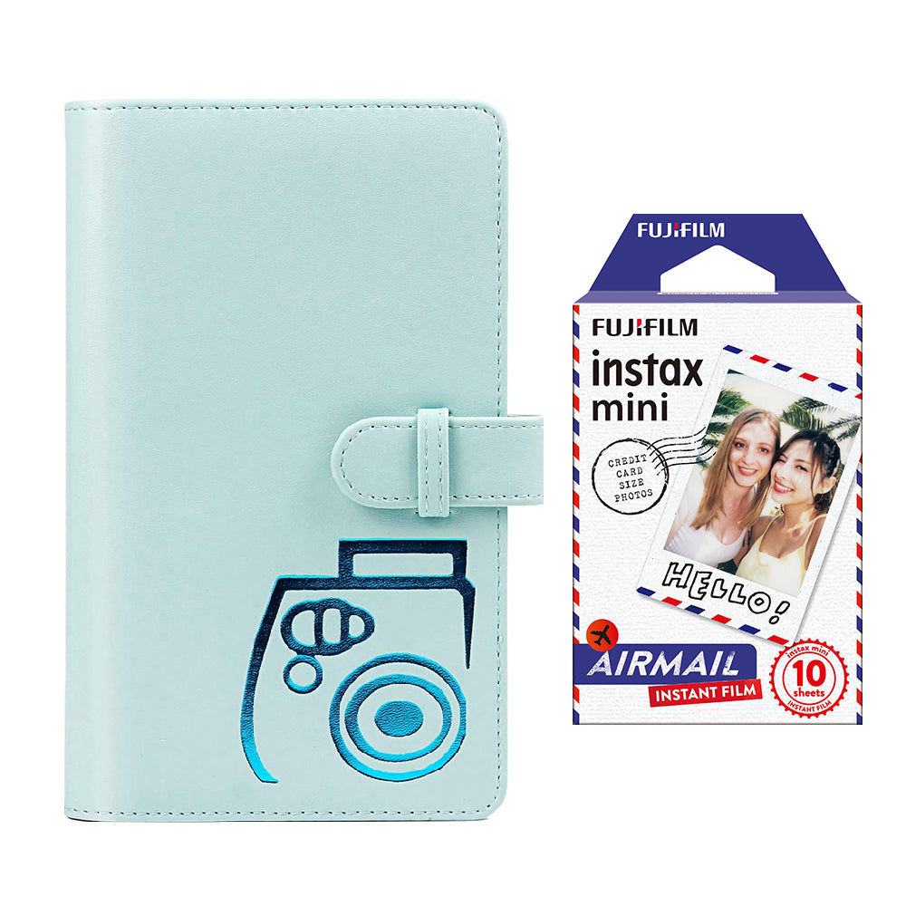 Fujifilm Instax mini 10X1 airmail Instant Film with 96-sheet Album for mini film (Ice blue)