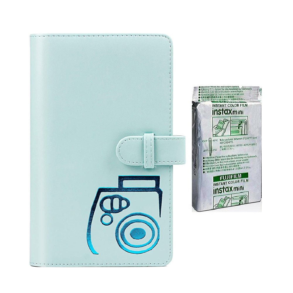 Fujifilm Instax mini 10X1 airmail Instant Film with 96-sheet Album for mini film (Ice blue)