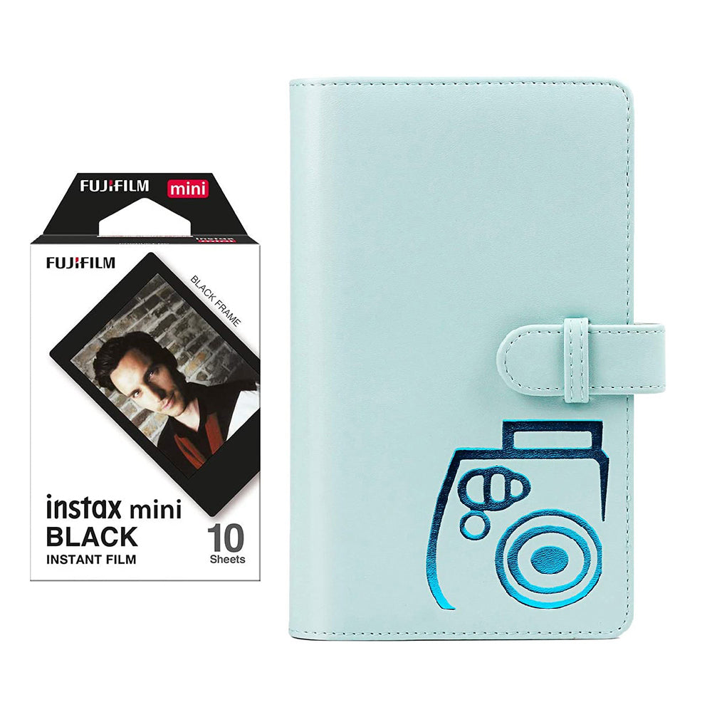 Fujifilm Instax mini 10X1 black border Instant Film with 96-sheet Album for mini film (Ice blue)