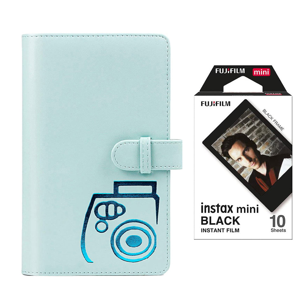 Fujifilm Instax mini 10X1 black border Instant Film with 96-sheet Album for mini film (Ice blue)