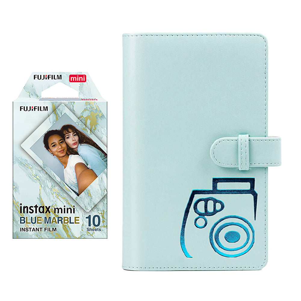 Fujifilm Instax mini 10X1 blue marble Instant Film with 96-sheet Album for mini film (Ice blue)