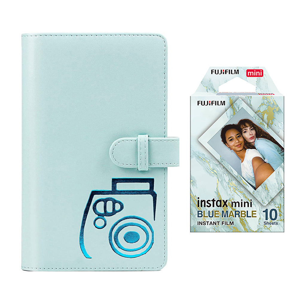 Fujifilm Instax mini 10X1 blue marble Instant Film with 96-sheet Album for mini film (Ice blue)