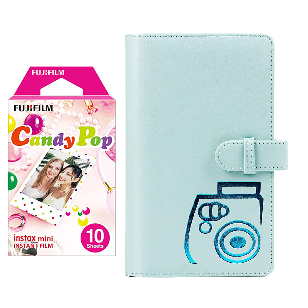Fujifilm Instax mini 10X1 candy pop Instant Film with 96-sheet Album for mini film (Ice blue)