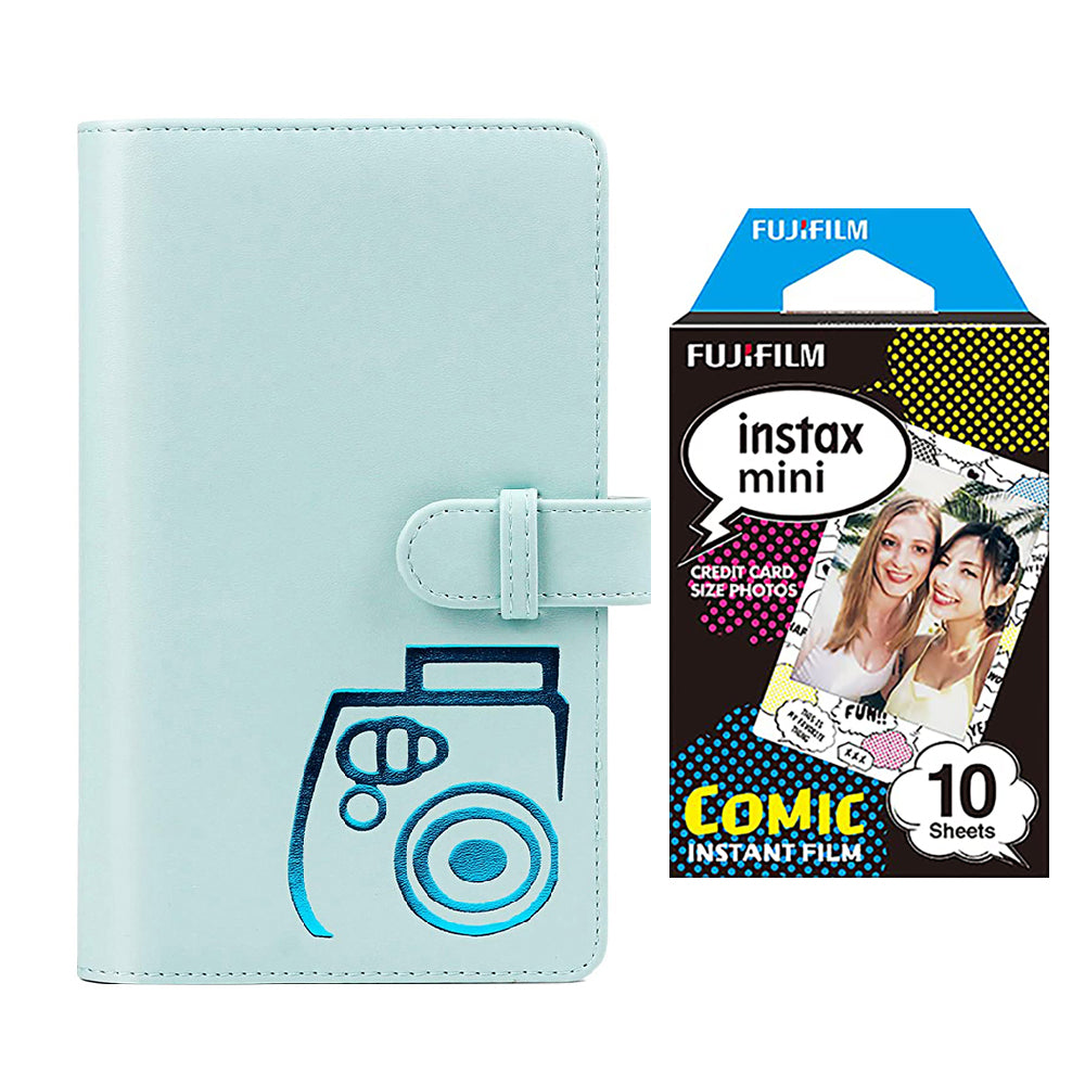 Fujifilm Instax mini 10X1 comic Instant Film with 96-sheet Album for mini film (Ice blue)