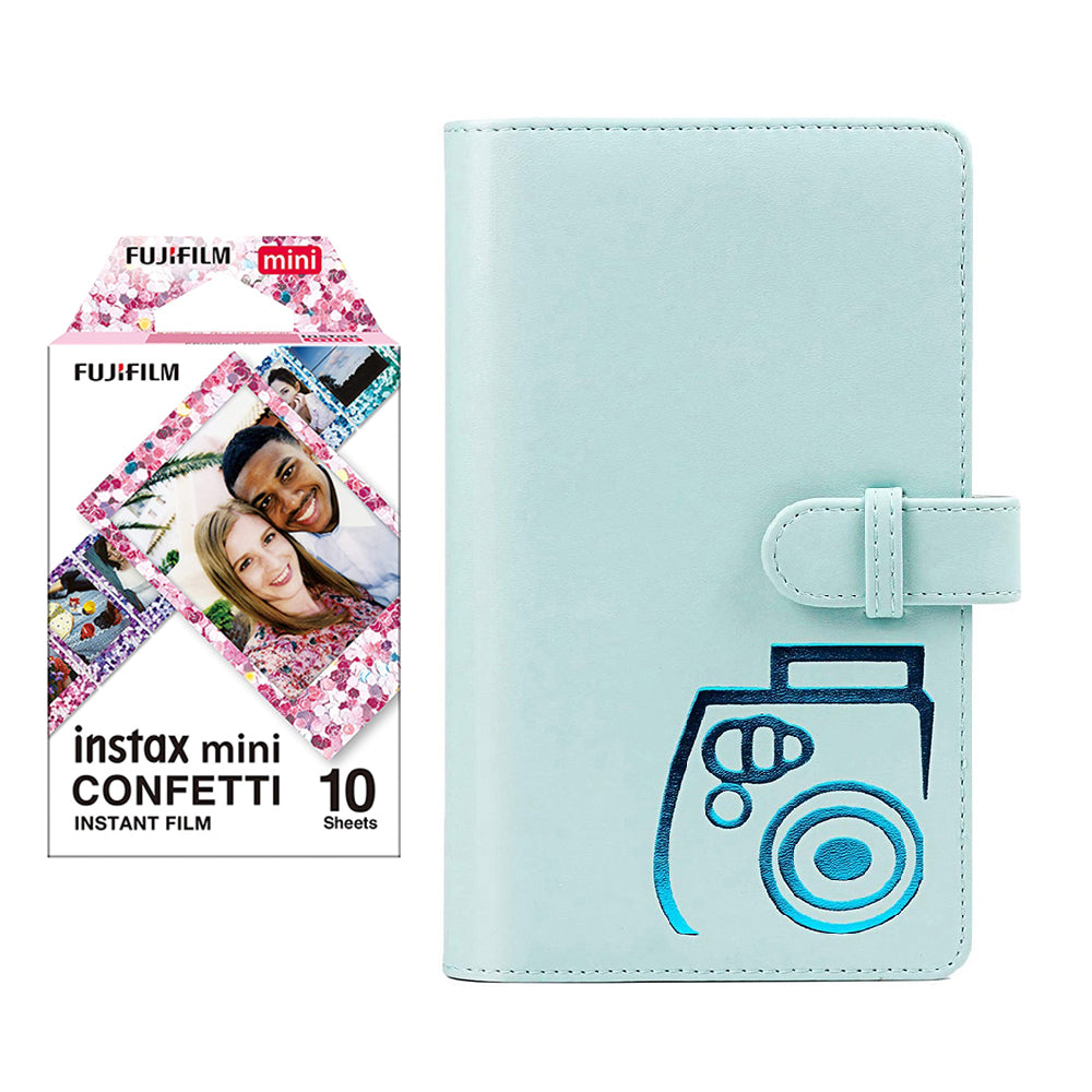 Fujifilm Instax mini 10X1 confetti Instant Film with 96-sheet Album for mini film (Ice blue)