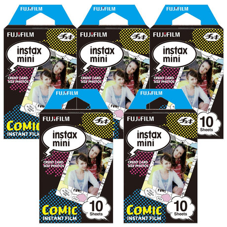 Fujifilm Instax Comic Instant Film 5 Pack For Film for Fuji 7s, 8, 9, 25, 50s,70, 90 Instant Camera, Share SP1, SP2 Printer ( 50 Shots)