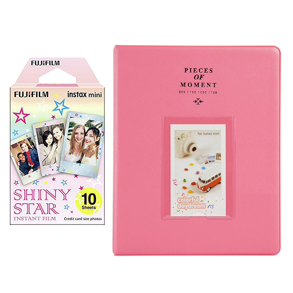Fujifilm Instax Mini 10X1 shiny star Instant Film With 128-sheet Album for mini film (FLAMINGO PINK)