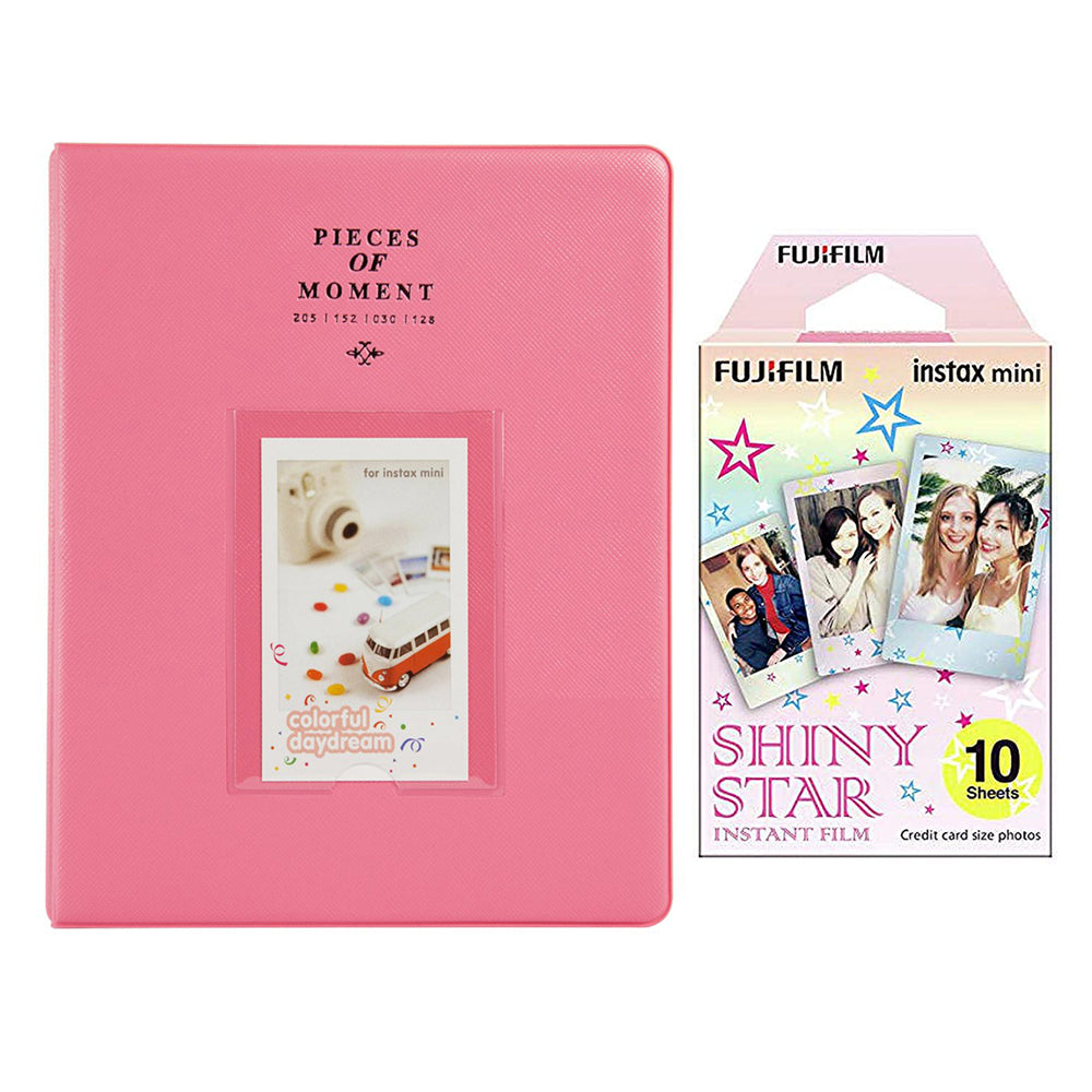 Fujifilm Instax Mini 10X1 shiny star Instant Film With 128-sheet Album for mini film (FLAMINGO PINK)