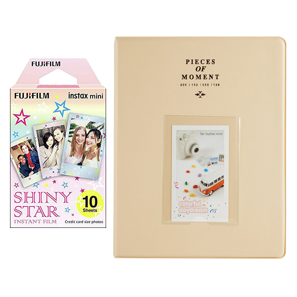 Fujifilm Instax Mini 10X1 shiny star Instant Film With 128-sheet Album for mini film (beige)