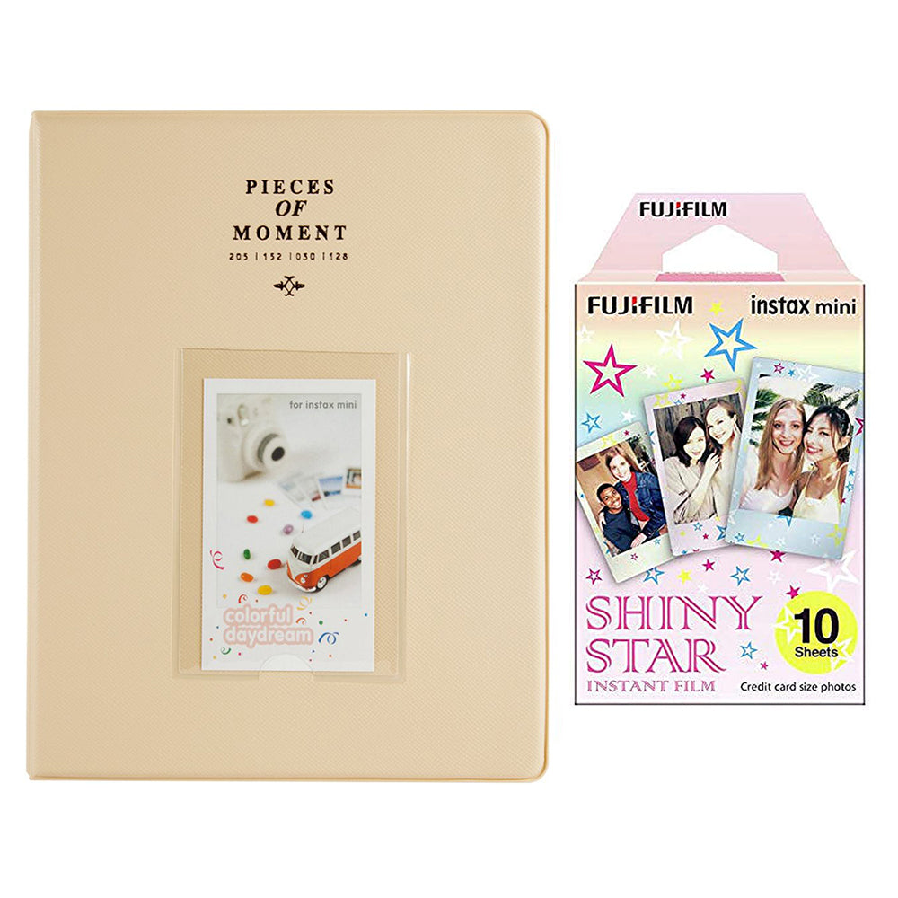 Fujifilm Instax Mini 10X1 shiny star Instant Film With 128-sheet Album for mini film (beige)