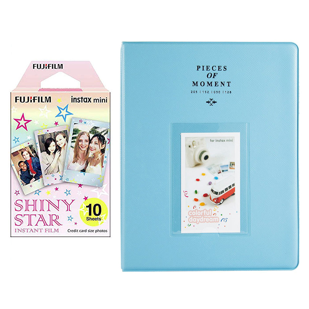 Fujifilm Instax Mini 10X1 shiny star Instant Film With 128-sheet Album for mini film (blue)