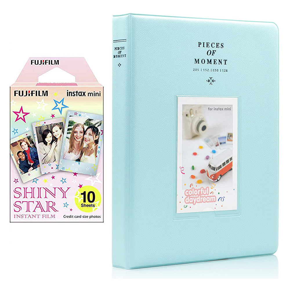 Fujifilm Instax Mini 10X1 shiny star Instant Film With 128-sheet Album for mini film (ice blue)
