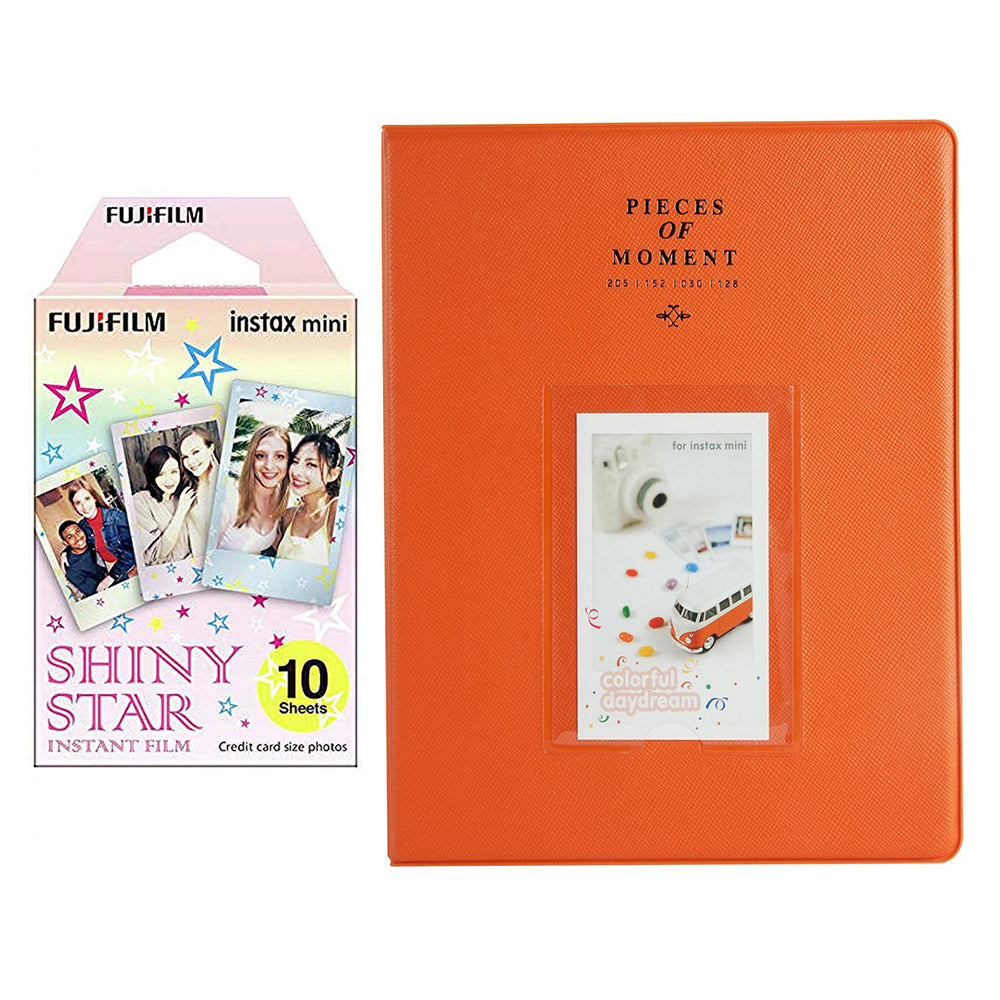 Fujifilm Instax Mini 10X1 shiny star Instant Film With 128-sheet Album for mini film (orange)