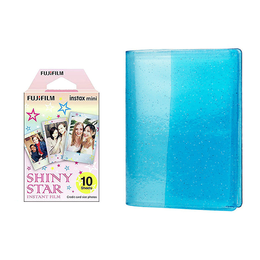 Fujifilm Instax Mini 10X1 shiny star Instant Film with 64-Sheets Album For Mini Film 3 inch Sky blue