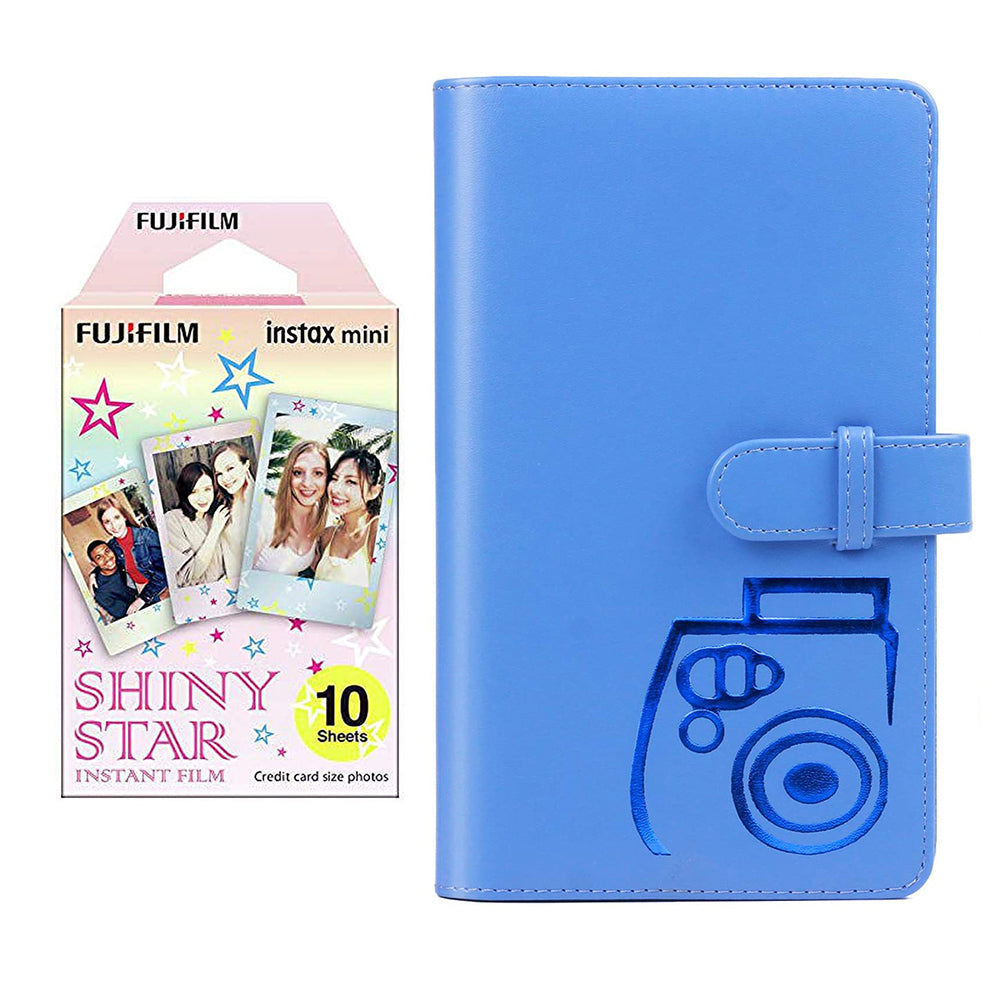 Fujifilm Instax Mini 10X1 shiny star Instant Film with 96-sheet Album for mini film Cobalt blue