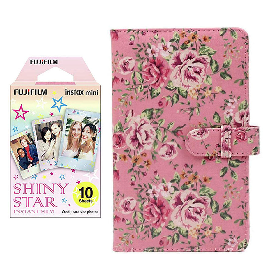 Fujifilm Instax Mini 10X1 shiny star Instant Film with 96-sheet Album for mini film Pink rose