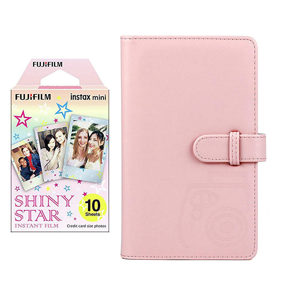 Fujifilm Instax Mini 10X1 shiny star Instant Film with 96-sheet Album for mini film Blush pink