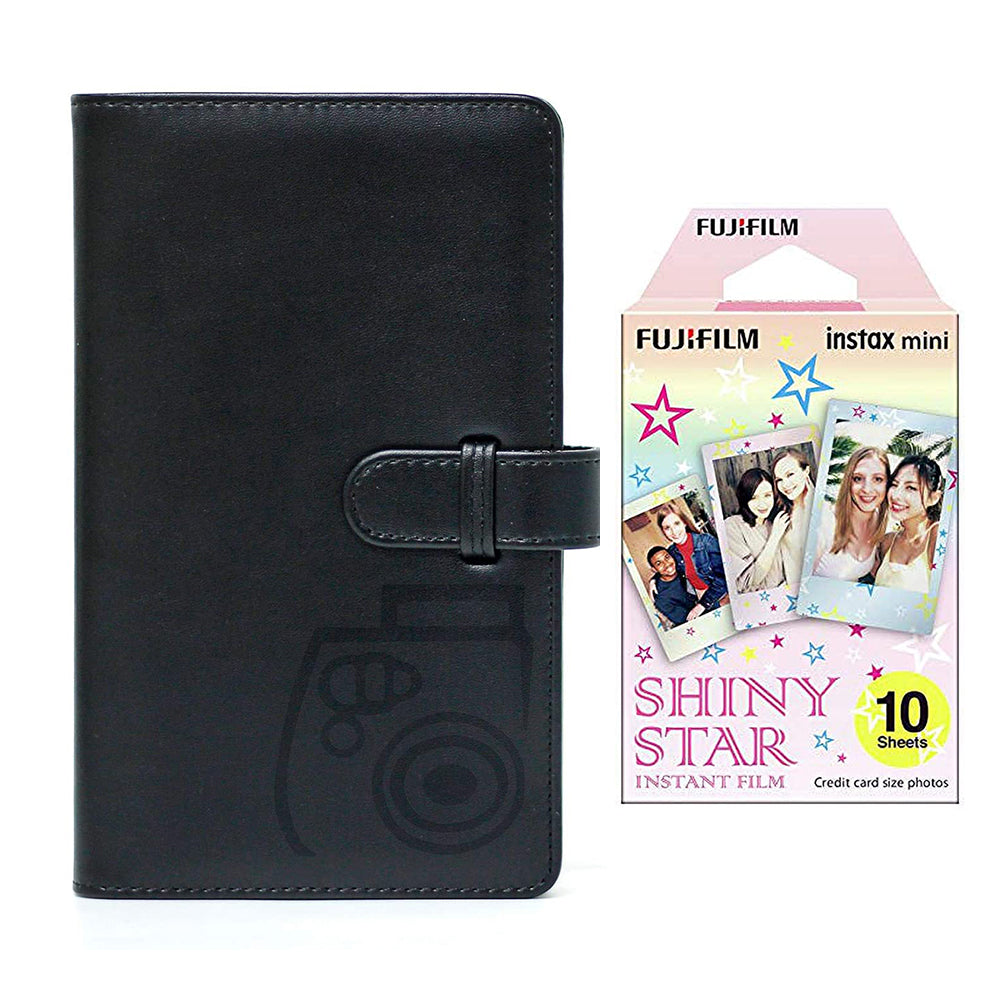 Fujifilm Instax Mini 10X1 shiny star Instant Film with 96-sheet Album for mini film Charcoal gray