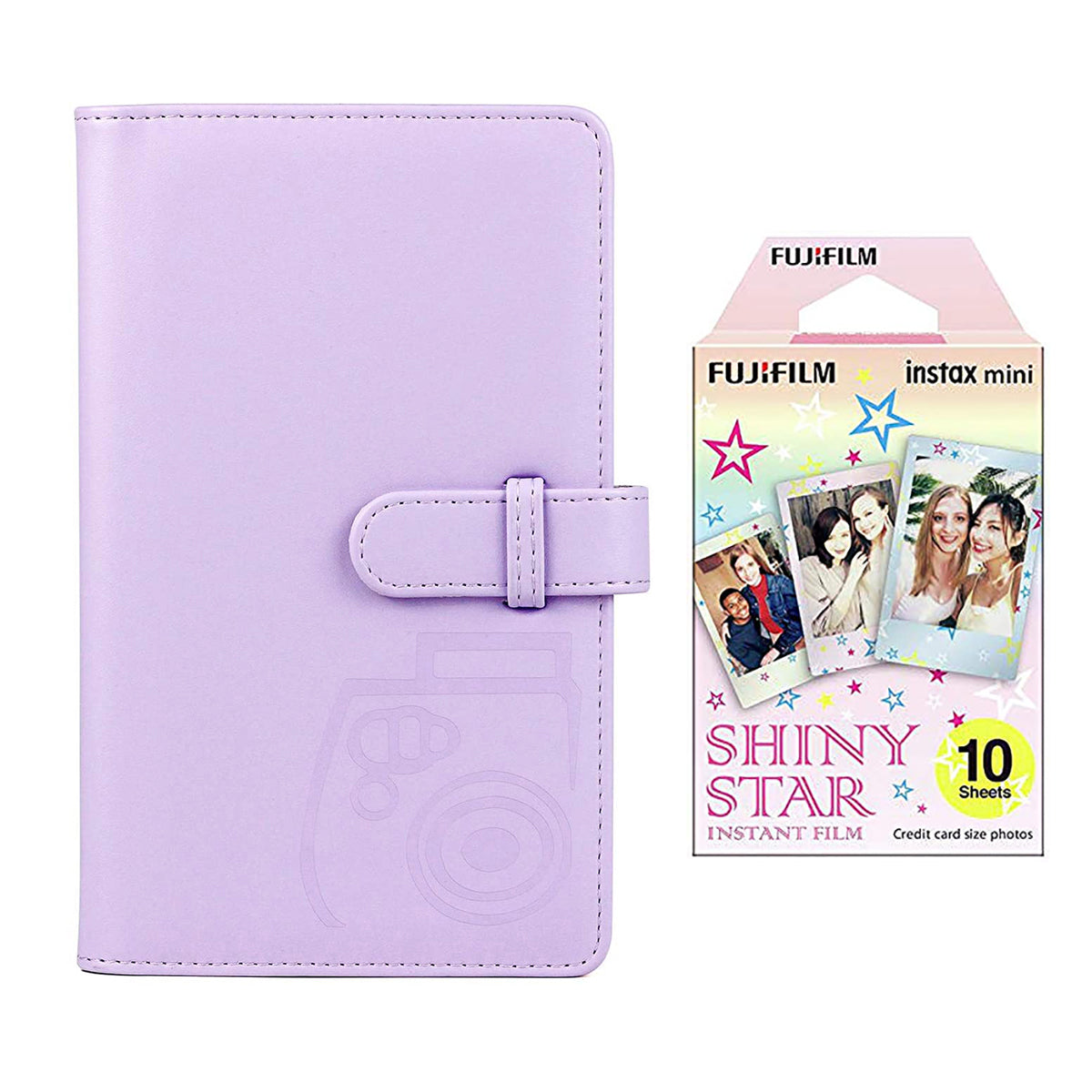 Fujifilm Instax Mini 10X1 shiny star Instant Film with 96-sheet Album for mini film Lilac purple