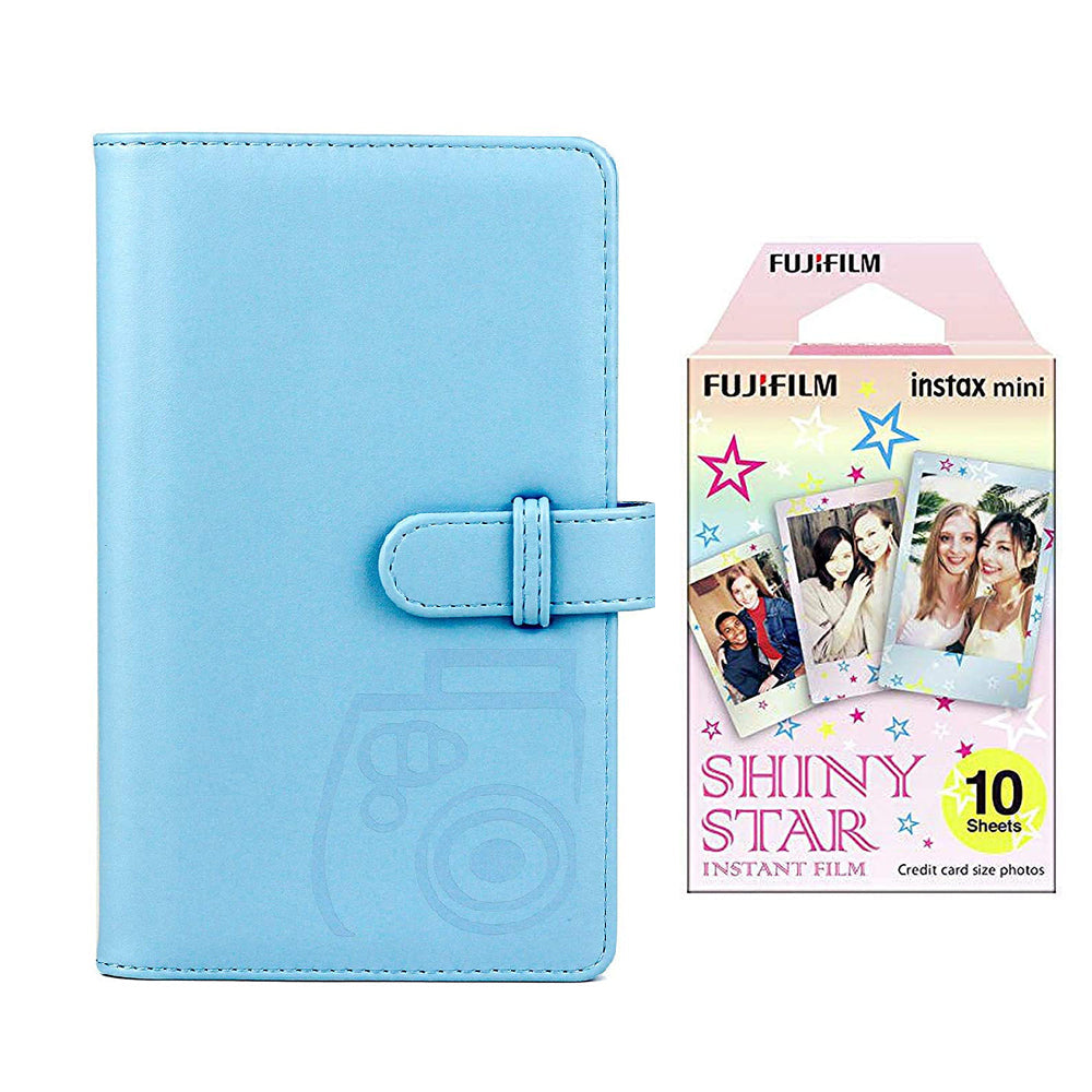 Fujifilm Instax Mini 10X1 shiny star Instant Film with 96-sheet Album for mini film Sky blue