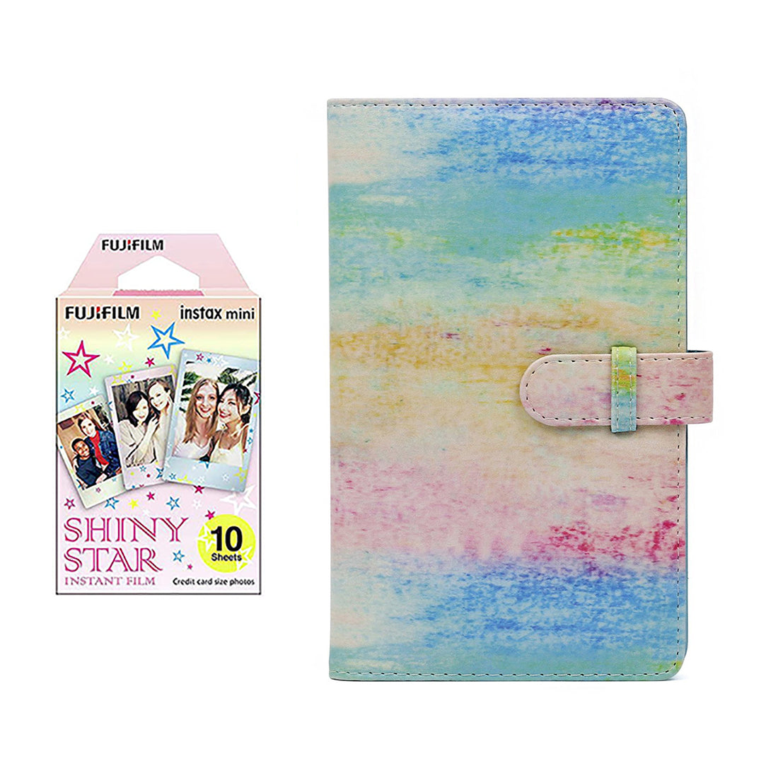 Fujifilm Instax Mini 10X1 shiny star Instant Film with 96-sheet Album for mini film Watercolor