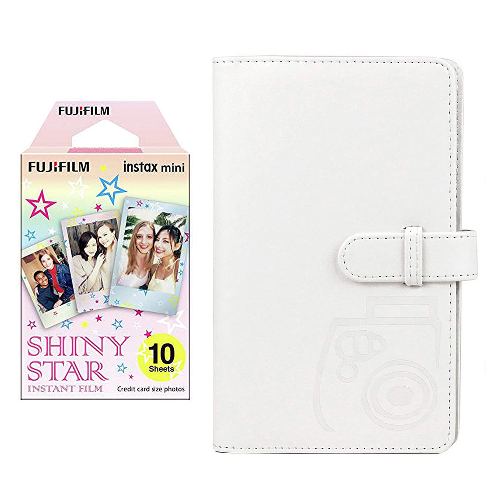 Fujifilm Instax Mini 10X1 shiny star Instant Film with 96-sheet Album for mini film lce white