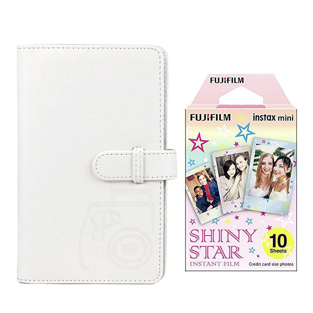 Fujifilm Instax Mini 10X1 shiny star Instant Film with 96-sheet Album for mini film lce white
