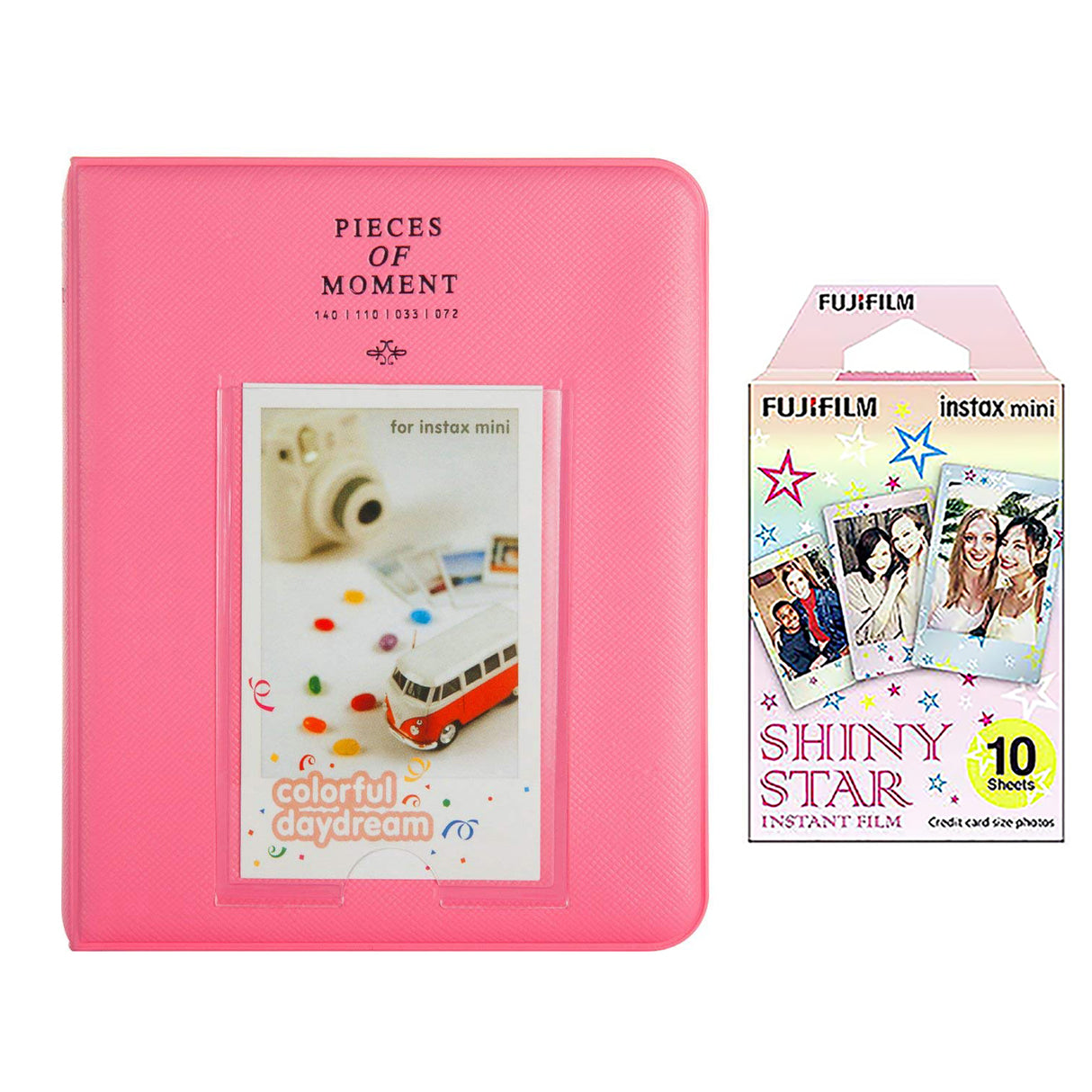 Fujifilm Instax Mini 10X1 shiny star Instant Film with Instax Time Photo Album 64 Sheets Flamingo pink