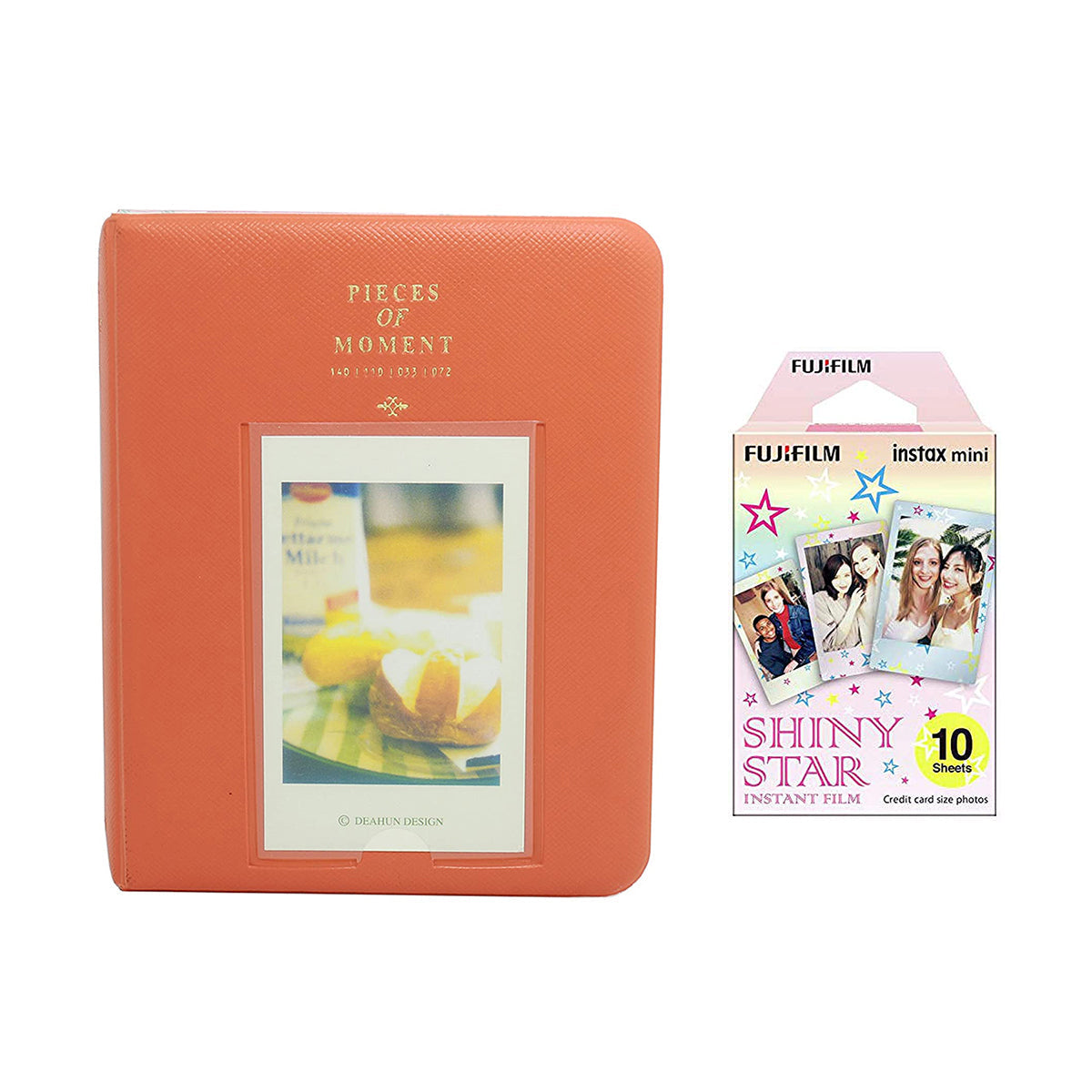 Fujifilm Instax Mini 10X1 shiny star Instant Film with Instax Time Photo Album 64 Sheets Orange