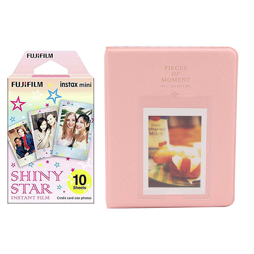Fujifilm Instax Mini 10X1 shiny star Instant Film with Instax Time Photo Album 64 Sheets Peach pink