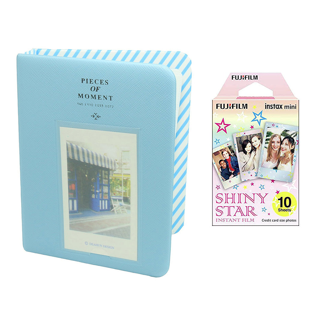 Fujifilm Instax Mini 10X1 shiny star Instant Film with Instax Time Photo Album 64 Sheets Water Blue