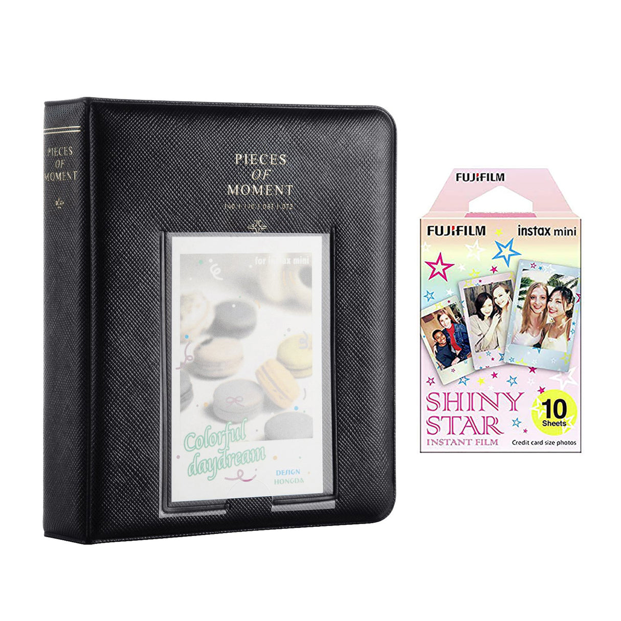 Fujifilm Instax Mini 10X1 shiny star Instant Film with Instax Time Photo Album 64 Sheets Charcoal grey