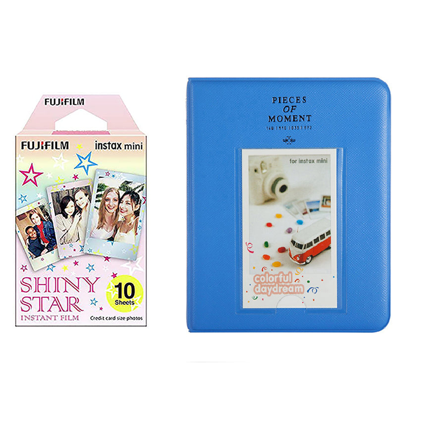 Fujifilm Instax Mini 10X1 shiny star Instant Film with Instax Time Photo Album 64 Sheets Cobalt blue