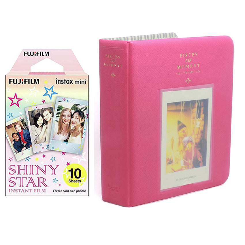 Fujifilm Instax Mini 10X1 shiny star Instant Film with Instax Time Photo Album 64 Sheets Rose red