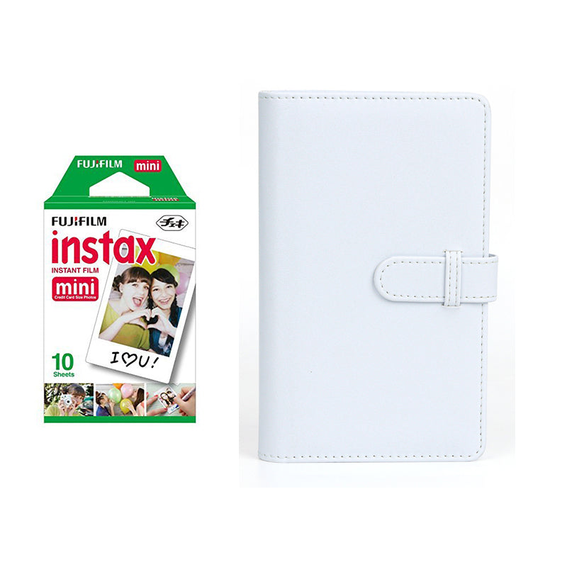 Fujifilm Instax Mini 10X1 Instant Film With 108-Sheets Album For Mini Film (3 inch) Clay White