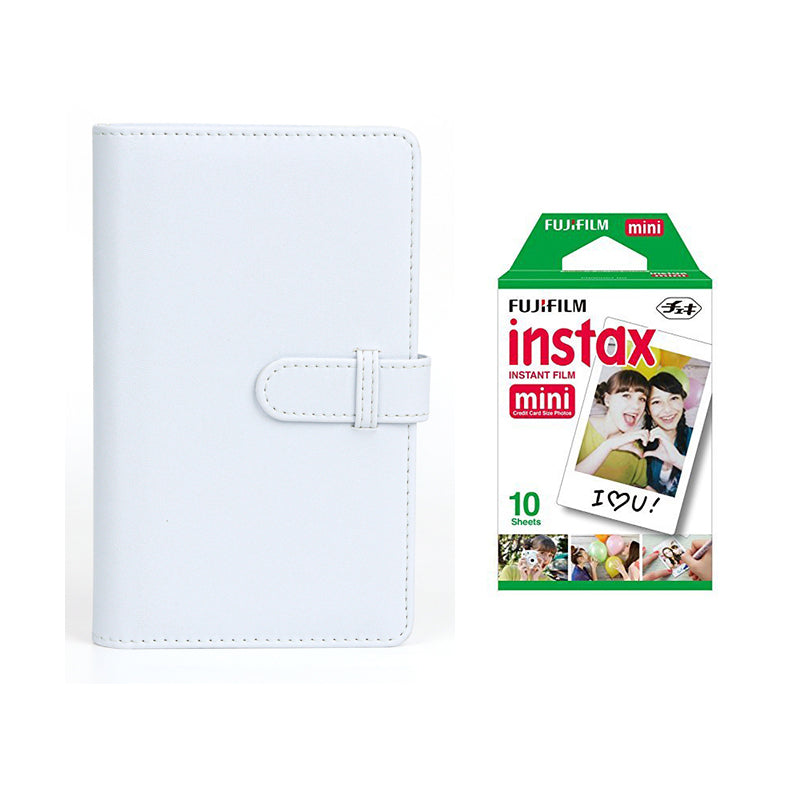 Fujifilm Instax Mini 10X1 Instant Film With 108-Sheets Album For Mini Film (3 inch) Clay White