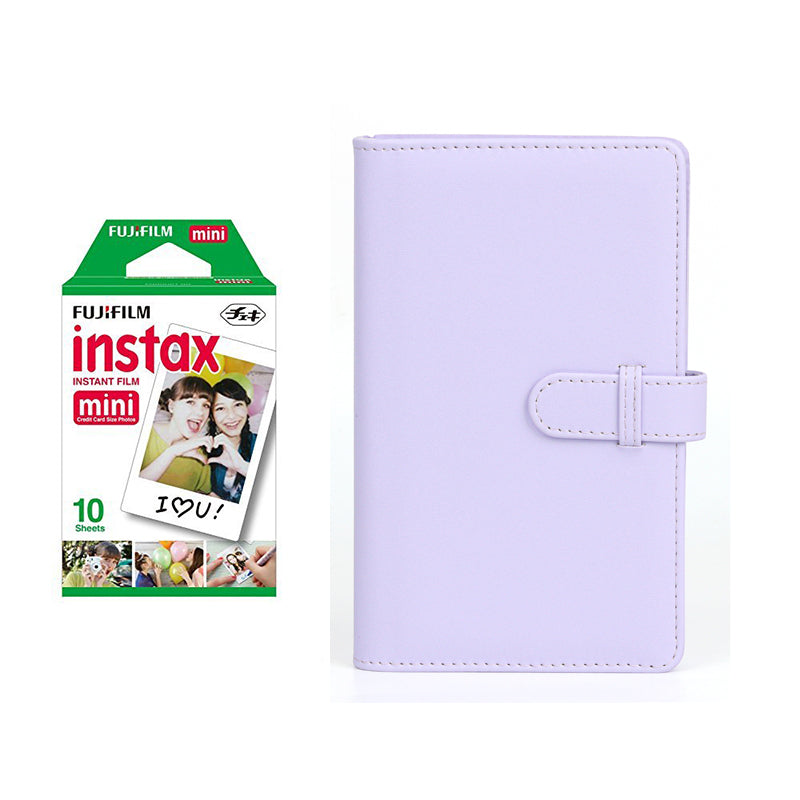 Fujifilm Instax Mini 10X1 Instant Film With 108-Sheets Album For Mini Film (3 inch) Lilac Purple