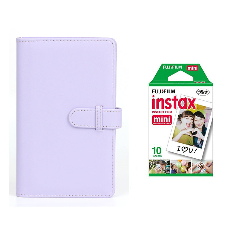 Fujifilm Instax Mini 10X1 Instant Film With 108-Sheets Album For Mini Film (3 inch) Lilac Purple